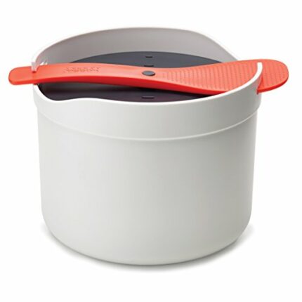 Joseph Joseph M-Cuisine Microwave Rice and Grain Cooker Steamer, Dishwasher Safe - Stone/Orange, 2 Litre