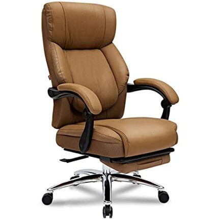 YT.JYUERI Relax Comfortably Safe Ergonomic Executive Office Chair, Cowhide High-Back Desk Chair with Big and Tall Backrest and Cushion, Swivel Ch