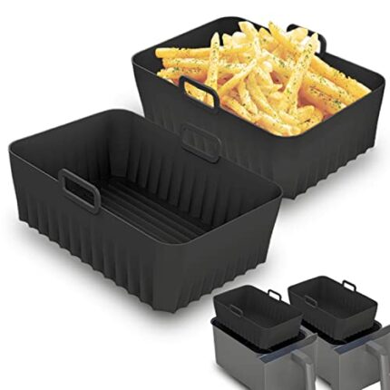 Apluskis 2-Pack Air Fryer Silicone Pots, 8.5 '' Reusable Air Fryer Silicone Liners for Ninja Foodi AF300UK/AF400UK, Tower, Instant Vortex Air Fry