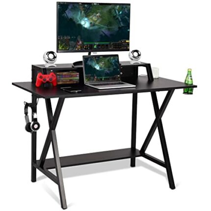 WALNUT Computer Desk Writing Workstation Office Gaming Desk All-in- Cup Headphone Holder Power Board