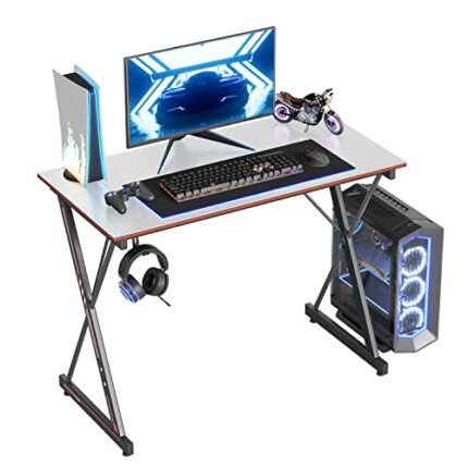CubiCubi Gaming Desk 32 Inch PC Computer Desk, Home Office Desk Table Gamer Workstation, Simple Game Table, White