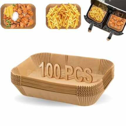 SAWDA Disposable Air Fryer Liners Rectangle 100 Pcs, 8.6 * 5.5 Inch Ninja air Fryer Accessories, Oil-Proof, Water-Proof, Food Grade Parchment Pap