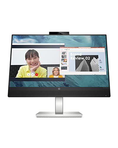 HP M24 Webcam-Monitor, 1080p IPS Display, 75Hz Refresh Rate, 23.8' Computer-Screen, 5MP-Camera with 2 Mics & Speakers, Always-On Blue Light Filte
