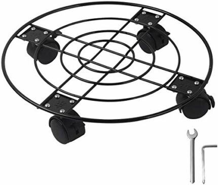 GARTOL Metal Planter caddy - Heavy Duty 13'' Iron Round Plant Stand on Wheels, Garden Flower Pot Rack on Planter Mover, Potted Plant Dolly for Ou