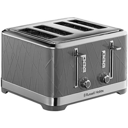 Russell Hobbs 28102 Structure Toaster, 4 Slice - Contemporary Design Featuring Lift and Look with Frozen, Cancel and Reheat Settings, Grey