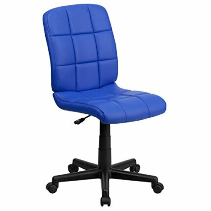 Flash Furniture Mid-Back Quilted Vinyl Swivel Task Office Chair, Fabric, Blue, Set of 1
