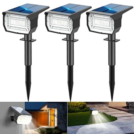 3Pcs Solar Spot Lights Outdoor Garden 72 LED Solar Lights Outdoor 3 Modes IP67 Waterproof Solar Landscape Spotlights, Auto ON/Off Dusk Till Dawn