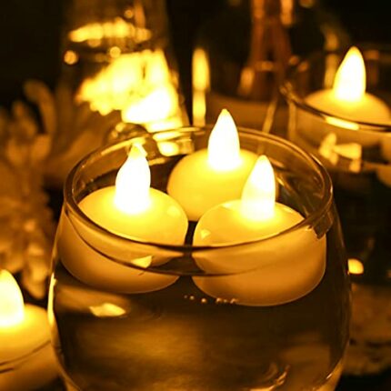 Teynewer LED Tea Light Candles, 12 Pack Waterproof Flameless Floating LED Candles, Battery Operated Flickering Floating Tea Lights in Warm White