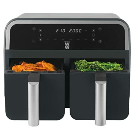Progress by WW EK5315WW 7.4 L Dual Air Fryer, Family Sized, Healthier Cooking, Digital LED Display, 6 Cooking Functions, Sync/Match Cook, Removab
