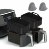 2PCS Silicone Pot for Ninjas Dual Air Fryer, Silicone Air Fryer Liners Double Air Fryer Silicone Air Fryer Basket, Air Fryer Rack Accessories for