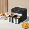 TUOKE Double Air Fryer, 9L With 2 x 4.5L Independent Baskets, Dual Zone Air Fryer, Family Size Healthy Oil-free Air Fryer Oven, with Cookbook & 1