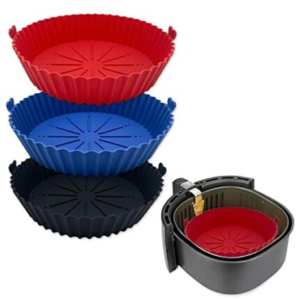 3 Pcs Reusable high Food Silicone Grade Air Fryer Liner,Airfryer Accessories for 3-5 Litre Round Air Fryer Liners,Kitchen Accessories Air Fryer A