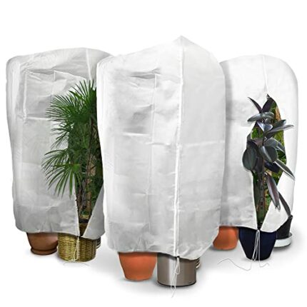 VOUNOT Set of 3 Plant Protection Winter Fleece Horticultural Fleece Jacket Frost Protector Large Tree Cover for Outdoor Frost, Plants and Vegetab