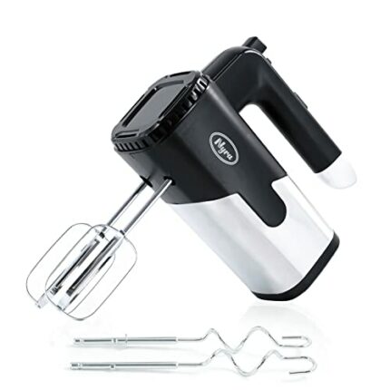Nyra Hand Mixer - 5 Speeds, Turbo Function, Powerful 500W Heavy Duty Motor- Slim Handle - Ideal for Baking, Mixing, Whipping, & Kneading Stainles