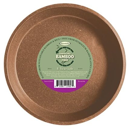 Haxnicks Indoor & Outdoor Sustainable Bamboo Fibre Plant Saucer | 8 Inch Diameter | Terracotta | Pot200201