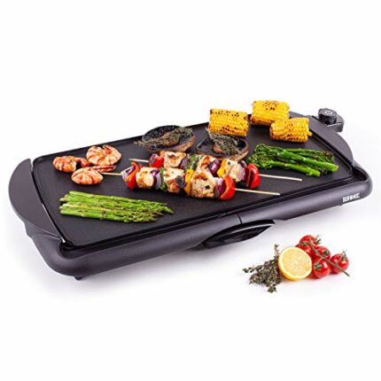 Duronic Teppanyaki Grill GP20 | Large Non-Stick Electric Griddle | 52x27cm Countertop Breakfast Hotplate | 2000W Indoor BBQ for Dinner Parties |