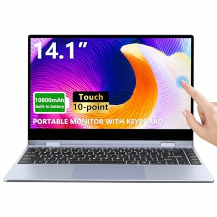Dopesplay Portable Monitor 14.1 Inch Touch Screen Gaming Monitor IPS Display Built-in Battery USB-C&HDMI,External Monitor for Laptop/PC/Mac/Phone