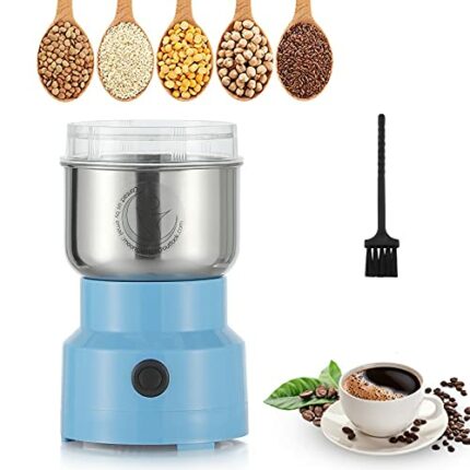 Moongiantgo Multifunctional Smash Machine 200W 14500rpm Grain Grinder Ultra Fine Coffee Mill, 300ml Portable Electric Grain Mil, Stainless Steel,