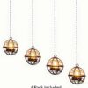 ZHONGXIN Solar Lights Outdoor Hanging Lanterns, Beaded Copper Wire Ball Candle Holder with Solar Tea Lights, Perfect for Home, Garden, Backyard,