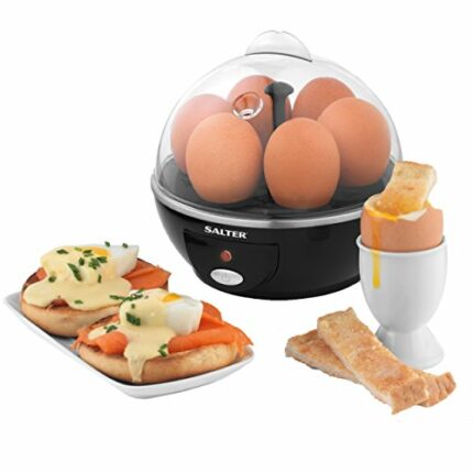 Salter EK2783 Electric Egg Boiler - Cooking Rack Holds Up To 6 Eggs, For Soft, Medium Or Hard Boiled, Includes 2 Poaching Trays & Water Measuring
