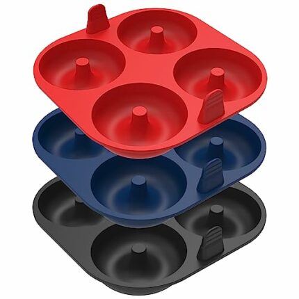 Webake Doughnut Mould for Air Fryer Silicone Donut Moulds for Baking 3 Pcs 8 cm Bagel Mould Non-Stick Air Fryer Accessories Baking Tray