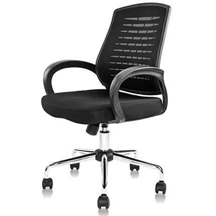 YT.JYUERI Relax Comfortably Safe Black Home Office Chair Ergonomic Desk Chair Mesh Computer Chair with Lumbar Support Armrest Executive Rolling S