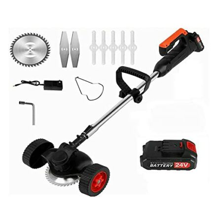 AFIKS Cordless lawn mower, length adjustable head 90 degree rotation 800W power rechargeable lithium battery lawn trimmer lightweight portable re