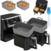 2PCS Ninja air Fryer Silicone Liners with Brush, Reusable Ninja Silicone air Fryer Liners 9.5l,Ninja air Fryer Liners AF400UK &AF300UK, Ninja Dua