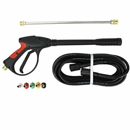 Triclicks High Pressure Power Washer Gun Spray Gun Garden Watering Sprayer + 18.5" Extension Wand + 5 Connect Nozzles + 10m Water Hose, Pressure