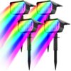 4 Pack Solar Spot Lights Outdoor Garden, 20 LED Color Changing RGB Solar Landscape Spotlights, 7 Modes Waterproof Solar Lights Outdoor Dusk-to-Da