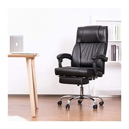 WZLYHD Desk Chair Swivel Office Chair Ergonomic Adjustable Hight Computer Chair Tilt Function Leather Reclining Black