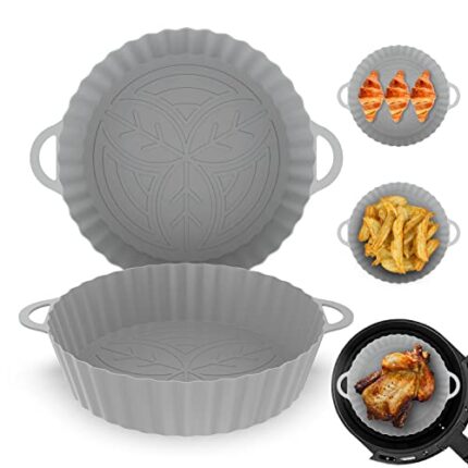 Silicone Air Fryer Liners, 2Pcs 8.3inch Reusable Silicone Air Fryer Pot, Non-Stick Heat Resistant Air Fryer Liners Round Air Fryer Accessories fo
