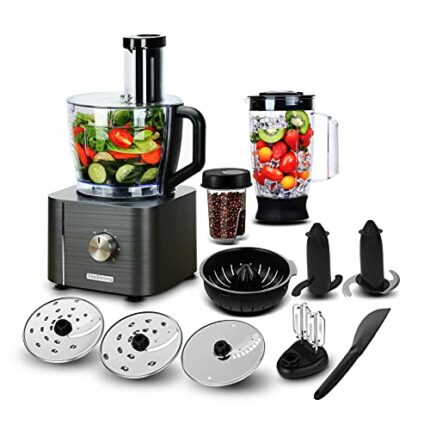 Food Processor, TopStrong 11-in-1 food processor and blender with Chopping Blending Kneading Grinding Whisking Juicing, 1100W, 3 Speeds Plus Puls
