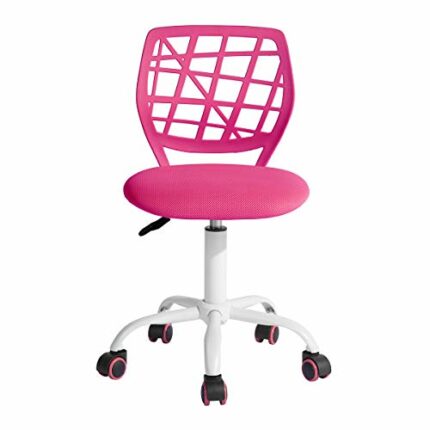 FurnitureR Office Chair Desk Chair Adjustable Height Swivel Fabric Seat Ergonomic Work Chair without Armrest, Pink