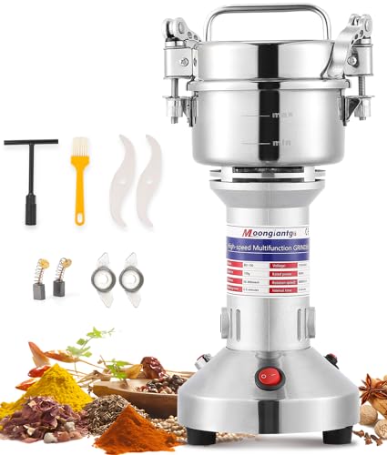 Moongiantgo Electric Grain Grinder 150g/0.33lb Spice Grain Mill Stainless Steel, 950W 28000RPM Commercial Motor, 30s High-speed Superfine Grindin