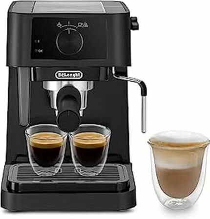 De'Longhi Stilosa EC230.BK, Traditional Barista Pump Espresso Machine, Espresso and Cappuccino, 2 cups, Black