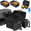 2PCS Ninja air Fryer Silicone Liners with Brush, Reusable Ninja Silicone air Fryer Liners 9.5l,Ninja air Fryer Liners AF400UK &AF300UK, Ninja Dua