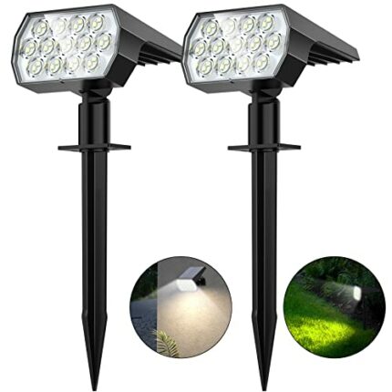 Flaow Solar Garden Lights, 52 LED Solar Spot Lights Outdoor, 6500K Cool White Solar Powered Garden Lights Waterproof, Dusk-to-Dawn, Solar Landsca
