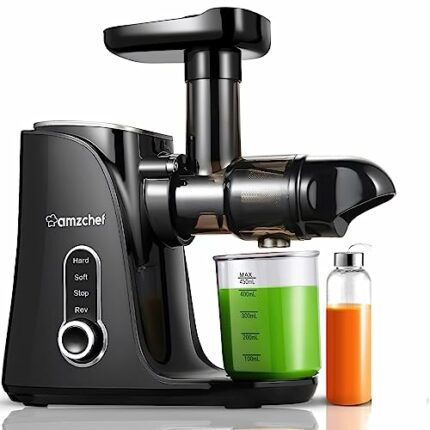 AMZCHEF Cold Press Juicer with 2 Speed Control - High Juice Yield Juicer Machines with Ultradense Filter - Masticating Slow Juicer for Whole Frui