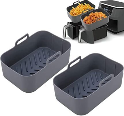 Silicone Pot for Ninja Dual Air Fryer, 2PCS Reusable Air Fryer Basket, Silicone Air Fryer Liners, Air Fryer Accessories for Ninja AF300UK AF400UK