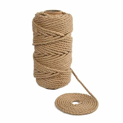 5mm Jute Twine,50M/164 Feet Strong Jute Rope,Twisted Thick Jute Twine String,for Wall Paintings,Chandeliers,DIY Cat Scratcher,Staircase Handrails