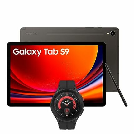 Samsung Galaxy Tab S9 WiFi Android Tablet, 128GB Storage, Graphite, 3 Year Extended Warranty with a Samsung Galaxy Watch5 Pro, Bluetooth, 45mm, B