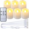 Ymenow Rechargeable Tea Lights Candles with Remote Control Timer, 6pcs Electric Battery Operated Tealight Candles Flickering with USB Charging Ca