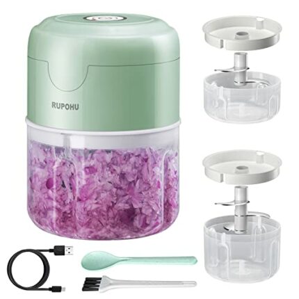 Electric Mini Food Chopper,RUPOHU USB Charging Mini Electric Garlic Chopper,Small Food Processor with Brush,Used for Onion Garlic Pepper Vegetabl