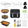 14Pcs Dual Air Fryer Accessories for Ninja Foodi AF300UK, AF400UK & 7.6L-9.5L Air Fryers & Tower T17088, Including Pizza Pan, Racks, Egg Mold, et
