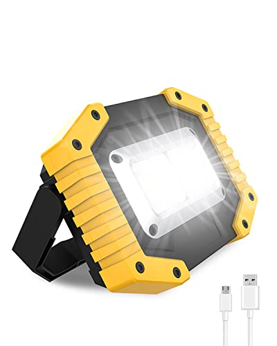 tuare Led Rechargeable Work Light 30W 2000LM USB Work Light Battery Powered with 3 Lighting Modes, IP65 Portable Work Light Floodlight Rechargeab