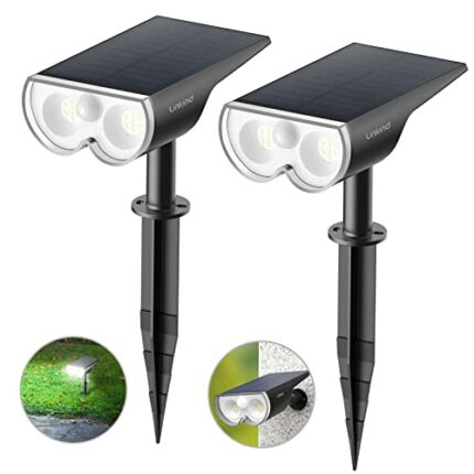 Linkind Solar Motion Sensor Lights, Solar LED Spotlights, Max 650lm IP67 Waterproof Outdoor Garden Lights Wireless Solar Powered Spot Lights for