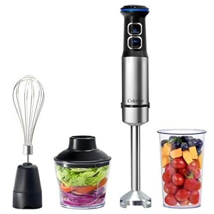 1500W Hand Blender, Cukenie 4 in 1 Handheld Blender with 21 Speed Control and Turbo Setting, 4 Stainless Steel Blades Stick Blender, Immersion Bl