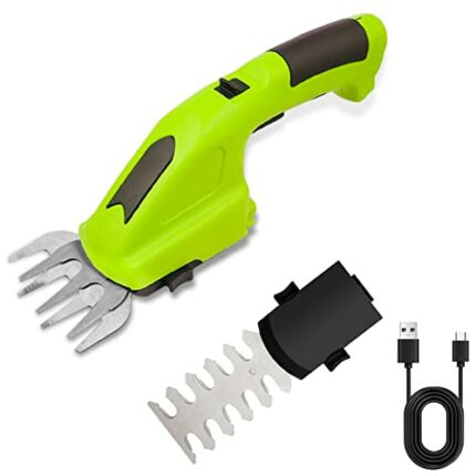 2 in 1 Hedge Trimmer - 7.2V Cordless Grass Shear with 1500mah Lithium-ion Battery, Handheld Hedge Shears, 2 Interchangeable Blades for Shrub, Gar