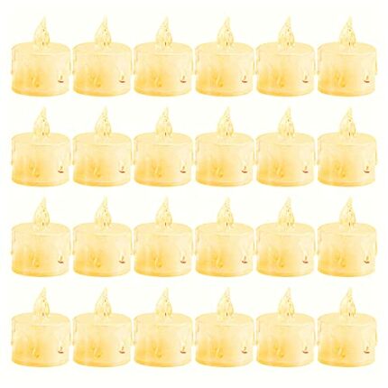 Battery Operated Flameless LED Tea Lights Candles, 24 Pack 100+ Hours Realistic & Bright Flickering Electric Fake Candle Lights, for Halloween Ch